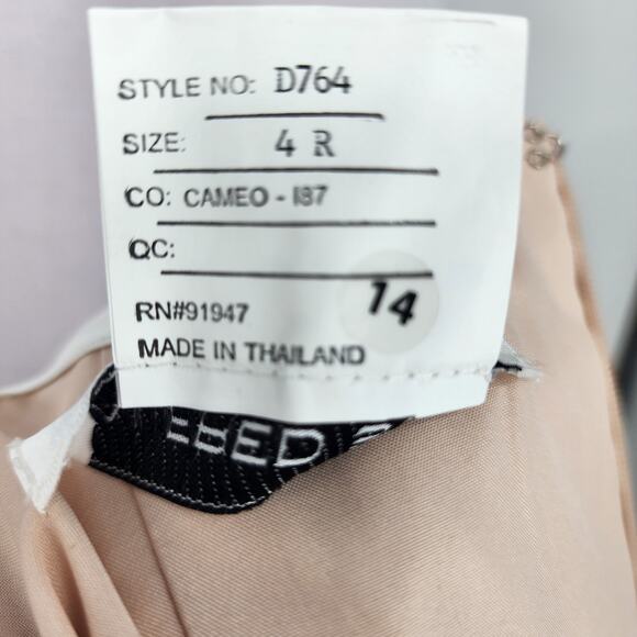 Alfred Sung D764 Full Length Sateen Twill Strapless Dress in Cameo Size 4 - Picture 5 of 6